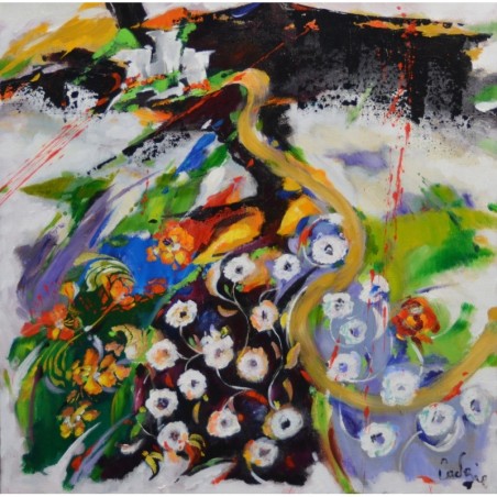 Fast abstraktes Landschaftsgemälde des Col du Portillon des expressionistischen Koloristen Bernard Cadène