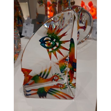 Sculpture en verre contemporain d'un profil de visage imaginaire multicolore par l'artiste verrier Czeslaw Zuber