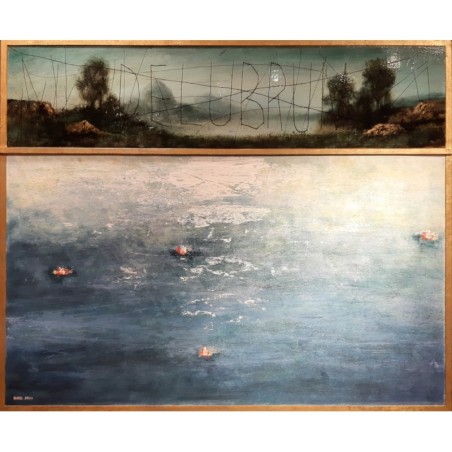 Peinture sur bois de style ancien flamand et impressionniste de Nymphéas de monet par l'artiste peintre Daniel Airam