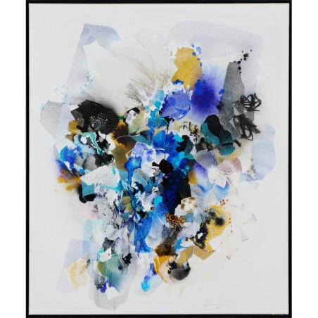 Peinture abstraite mix media bleue de l'artiste peintre Damien Demaiter