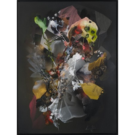 Peinture abstraite mix media noire anthracite ébène par l'artiste peintre Damien Demaiter