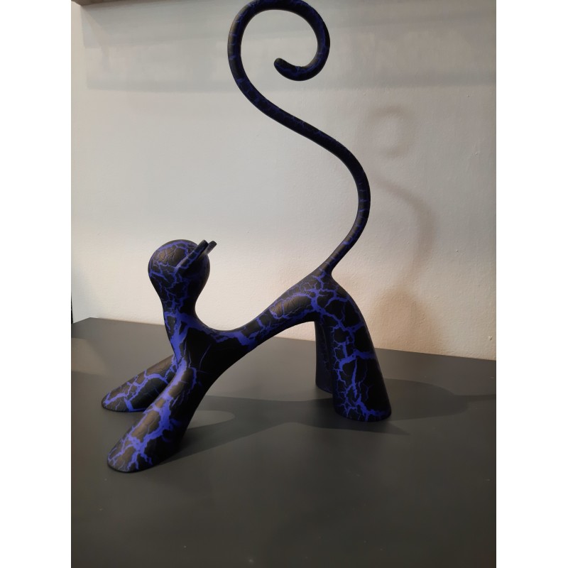 Cha'méléon EA III/IV craquelé bleu mat par Lolek Sculptures et Volumes