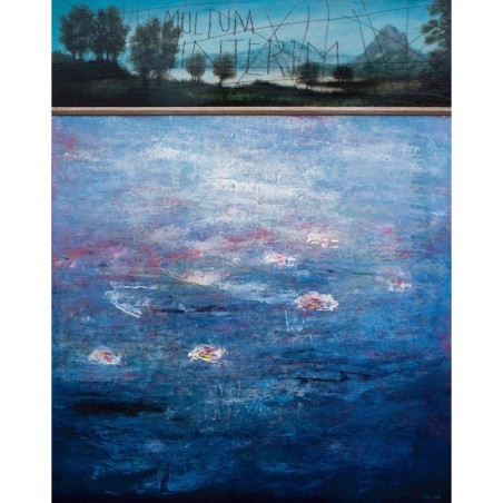 Peinture Nymphéa de monet en acrylique sur bois par l'artiste peintre Daniel Airam