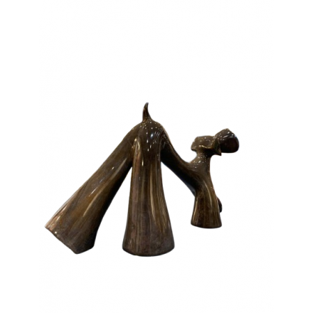 Sculpture de chien en bronze transparent violet gris vernis brillant par l'artiste sculpteur Lolek