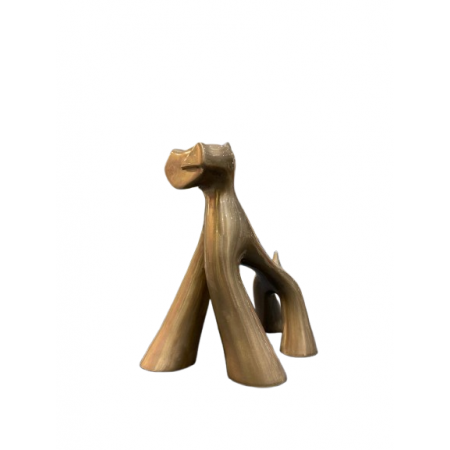 Sculpture de chien en bronze brut vernis brillant par l'artiste sculpteur Lolek