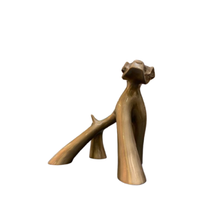 Sculpture de chien en bronze brut vernis brillant par l'artiste sculpteur Lolek