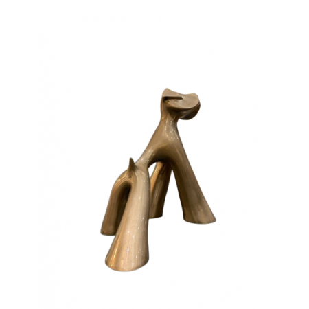 Sculpture de chien en bronze brut vernis brillant par l'artiste sculpteur Lolek