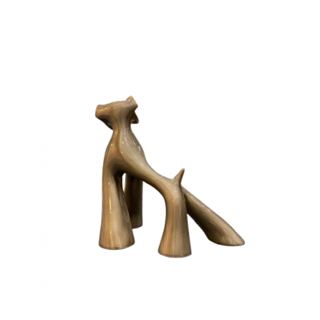 Sculpture de chien en bronze brut vernis brillant par l'artiste sculpteur Lolek