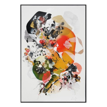 Peinture abstraite en acrylique sur toile, orange et verte, d'art organique réalisée par l'artiste peintre Damien Demaiter.