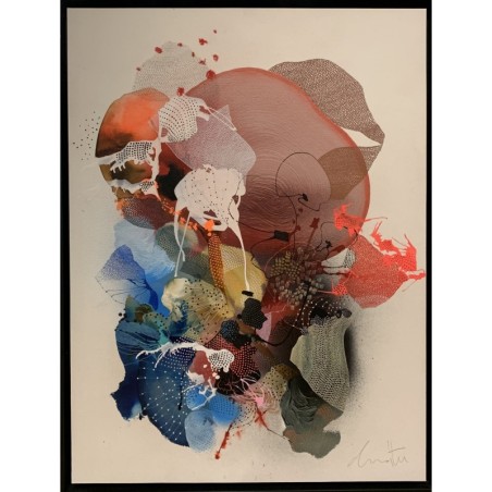 Peinture abstraite en acrylique sur toile, d'art organique, réalisée par l'artiste peintre Damien Demaiter.