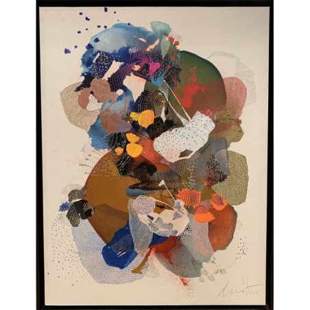 Peinture abstraite en acrylique sur toile, d'art organique, réalisée par l'artiste peintre Damien Demaiter.