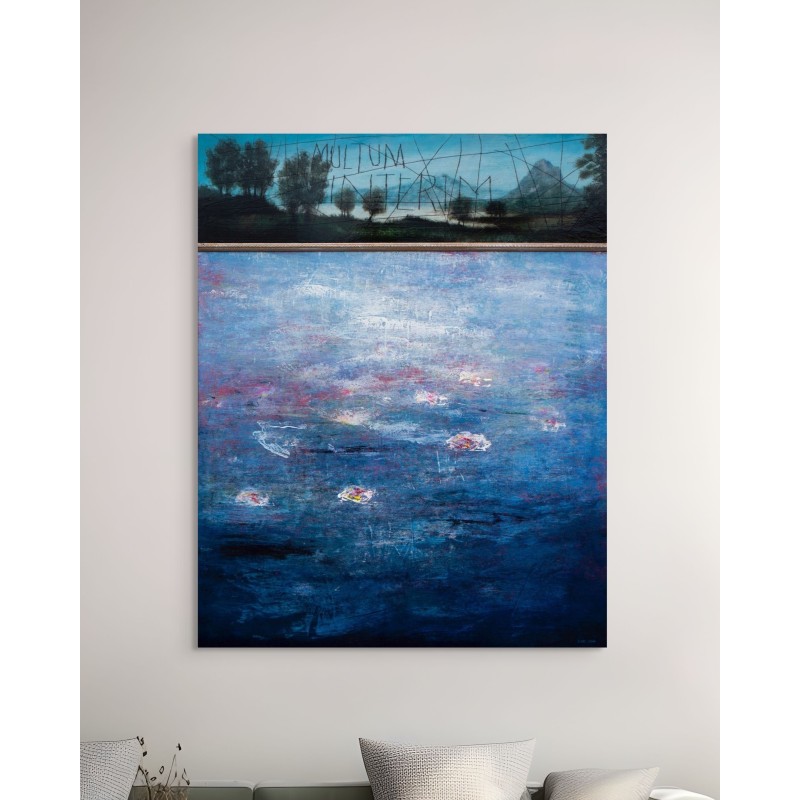 Peinture Nymphéa en acrylique sur bois par l'artiste Daniel Airam sur mr blanc