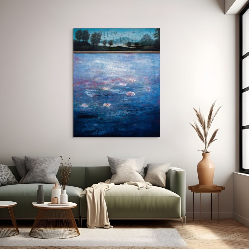 Peinture Nymphéa de monet en acrylique sur bois par l'artiste Daniel Airam