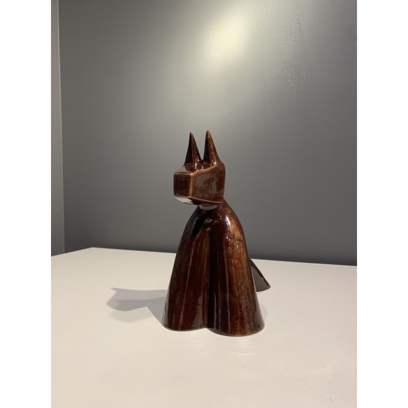 Sculpture en bronze, marbre rouge vernis brillant de l'artiste lolek