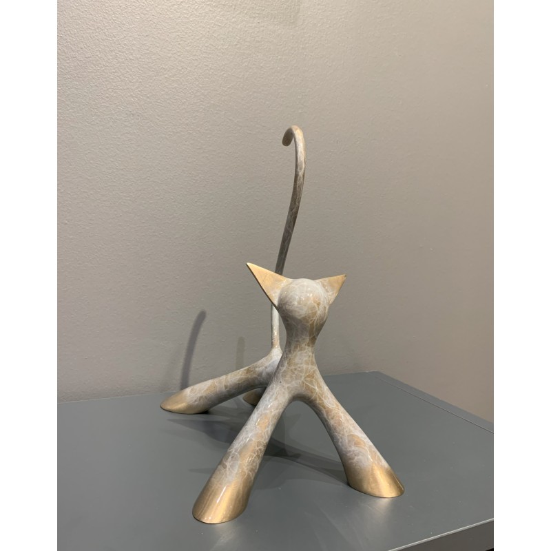 Petit chat d'arrêt sculpture par Lolek Sculptures et Volumes