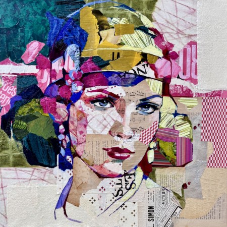 Portrait de Clara en collage réalisé par l'artsite Carme Magem