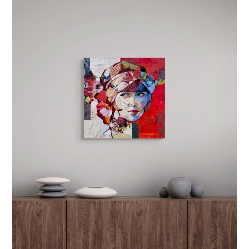 portrait de Louise utilise dominé par le rouge par l'artiste Carme magem