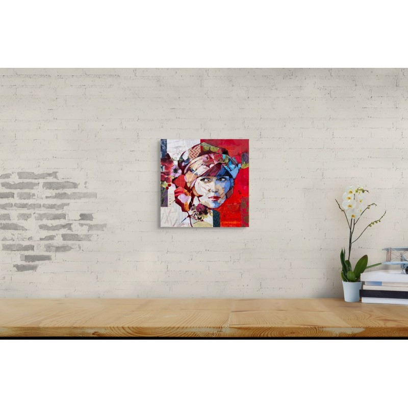 portrait de Louise utilise dominé par le rouge par l'artiste Carme magem