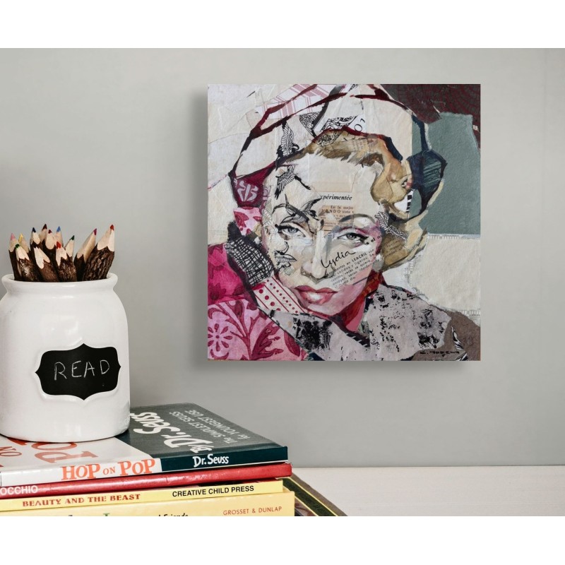 Portrait de Marlène Dietrich, l'artiste collagiste Carme Magem