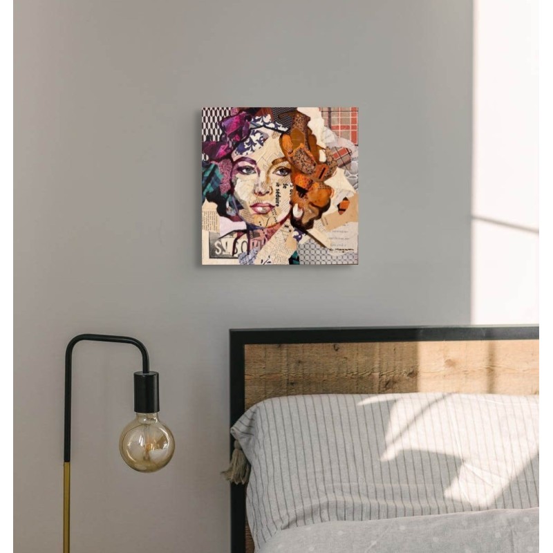 Portrait de Liz Taylor, en collage et peinture de l'artiste collagiste Carme Magem