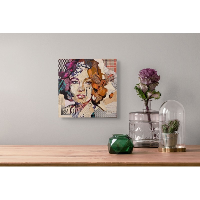 Portrait de Liz Taylor, orange, rose, et brun, de l'artiste Carme Magem