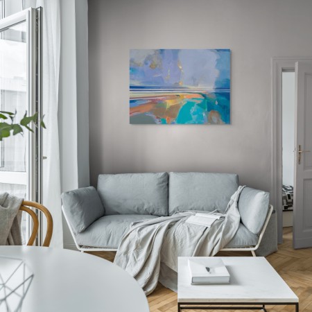 Grand format de paysage abstrait bleus par Magdalena Morey