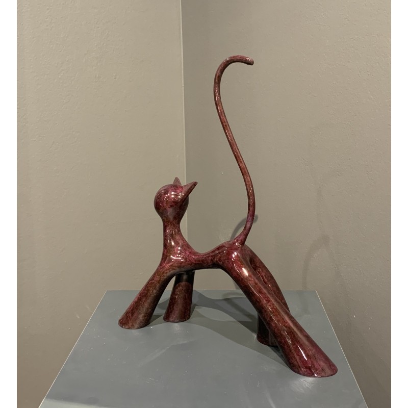 Sculpture de chat en bronze Pourpre de l'artiste sculpteur Lolek