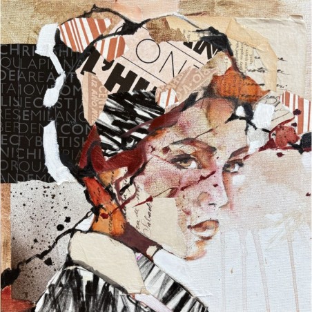 L’identité à travers un visage fragmenté aux teintes marron et textures poétiques par l'artiste Carme Magem