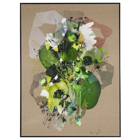 Œuvre abstraite de Damien Demaiter aux teintes de vert et blanc.