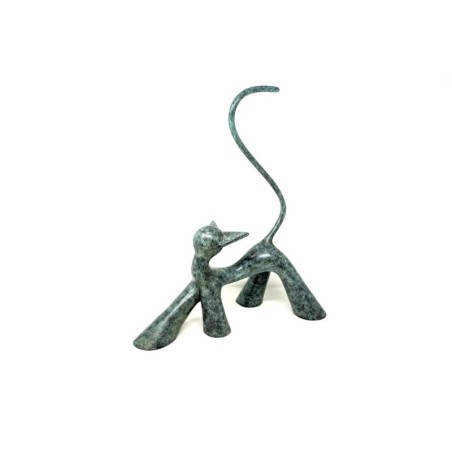 Le frimeur, sculpture en bronze patiné de chat fier