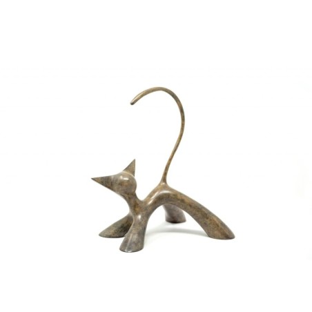 Petit chat, sculpture en bronze patiné de chaton mignon