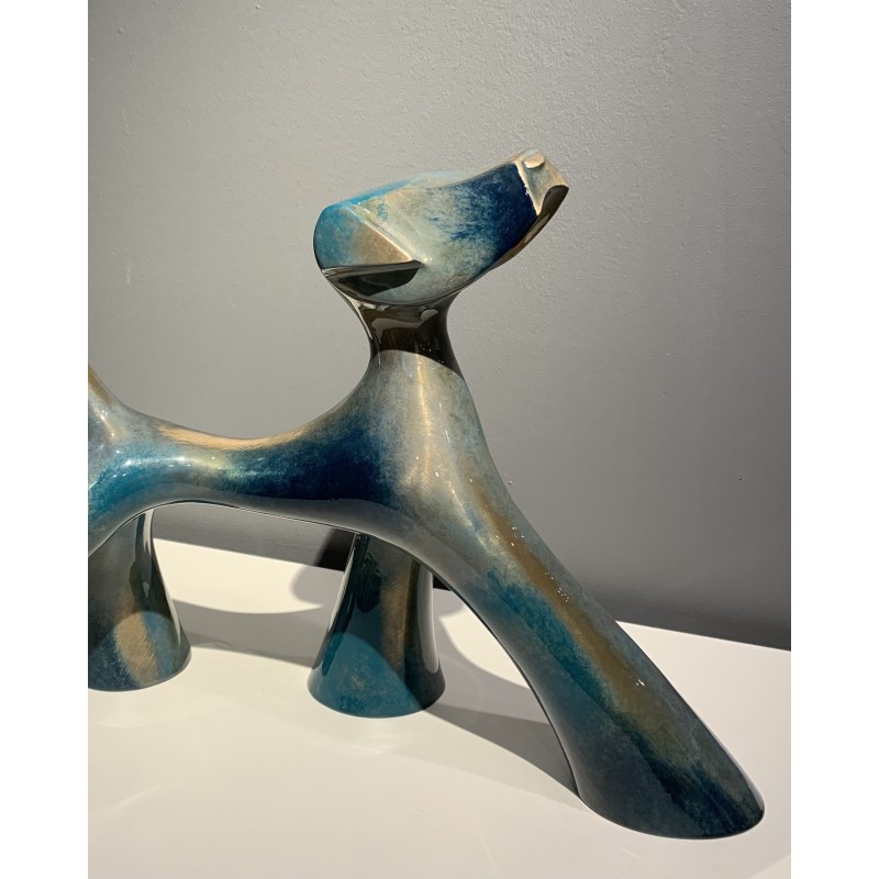 Sculpture élégante de l'artiste lolek d'un chien en bronze Transparent TriBleu