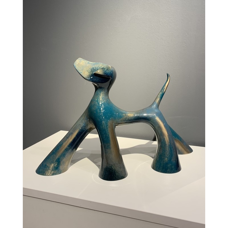 Sculpture élégante du sculpteur lolek d'un chien en bronze Transparent TriBleu