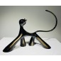 Bronze cat by LOLEK, minimalist and elegant, with a brushed black finish.