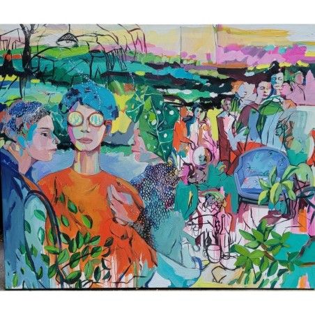 Œuvre originale de l'artiste GOLNAZ AFRAZ, peinture expressive et colorée