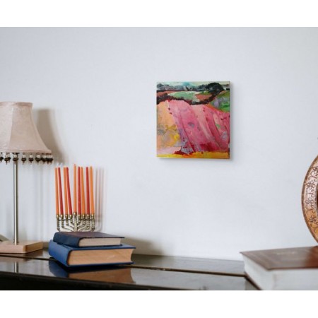 Un paysage abstrait de Carole Bressan, mêlant couleurs vives, gestes expressifs et textures fluides.