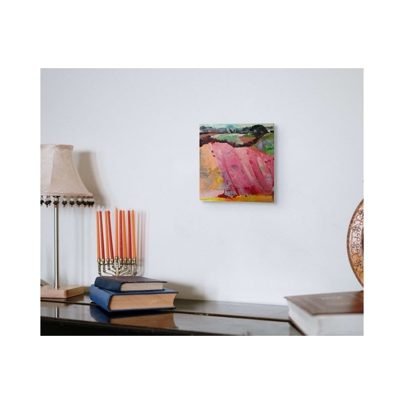 Un paysage abstrait de Carole Bressan, mêlant couleurs vives, gestes expressifs et textures fluides.