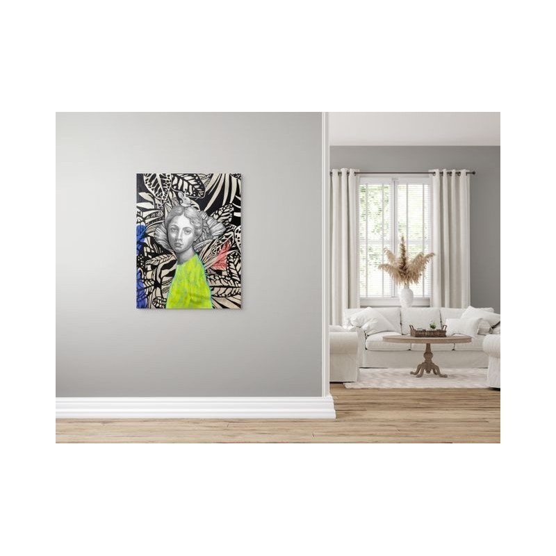 Tableau contemporain aux touches néon, douceur et contraste, par l'artiste peintre Elia Pagliarino.