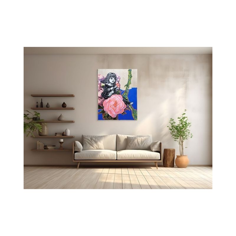 Œuvre percutante, innocence et énergie contemporaine, bois et peinture, par Elia Pagliarino.