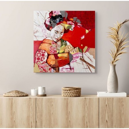 Tableau contemporain aux tons rouges intenses, création de Carme Magem.