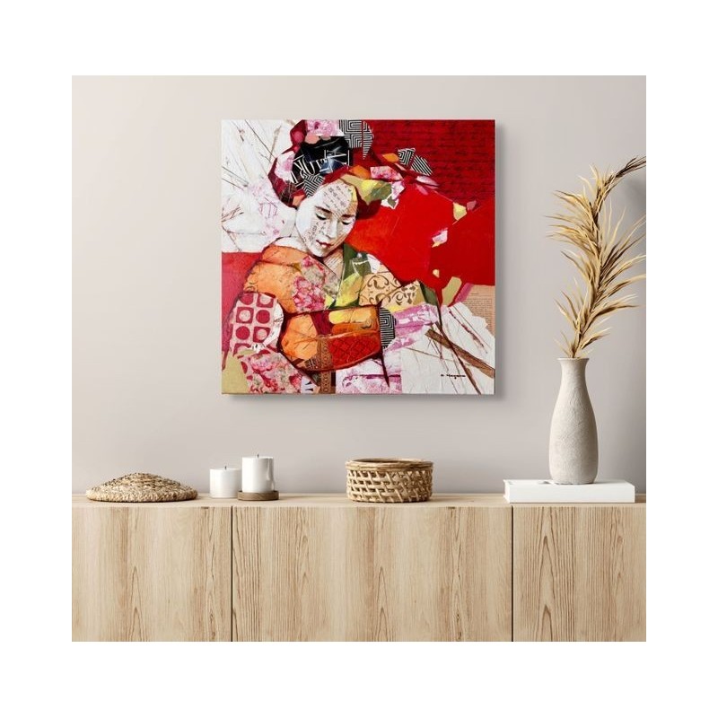 Tableau contemporain aux tons rouges intenses, création de Carme Magem.