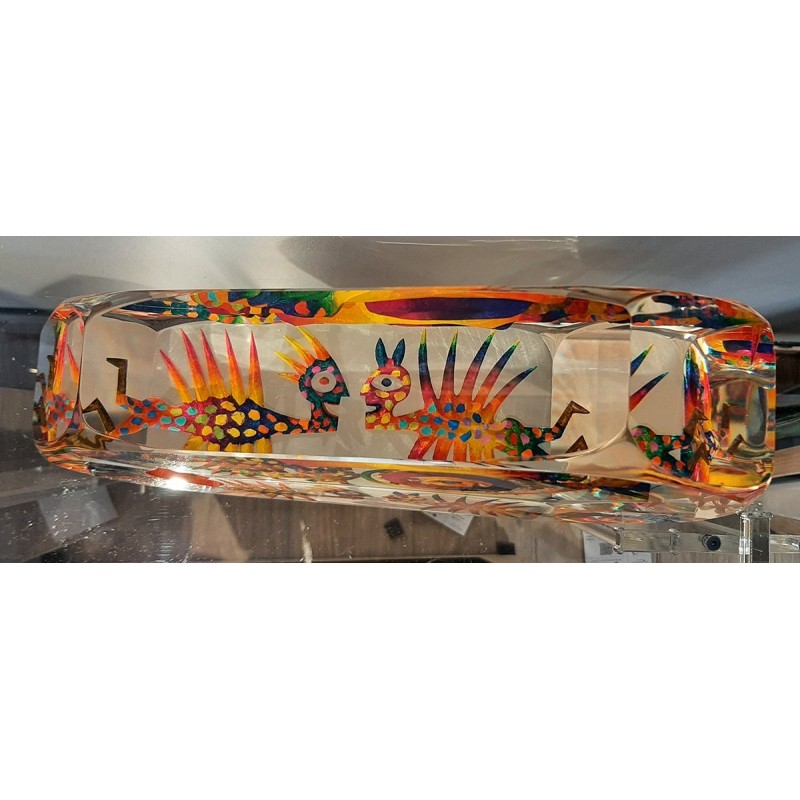 Imaginaire II, vue de dessus de la sculpture pièce unique en verre contemporain par l'artiste verrier