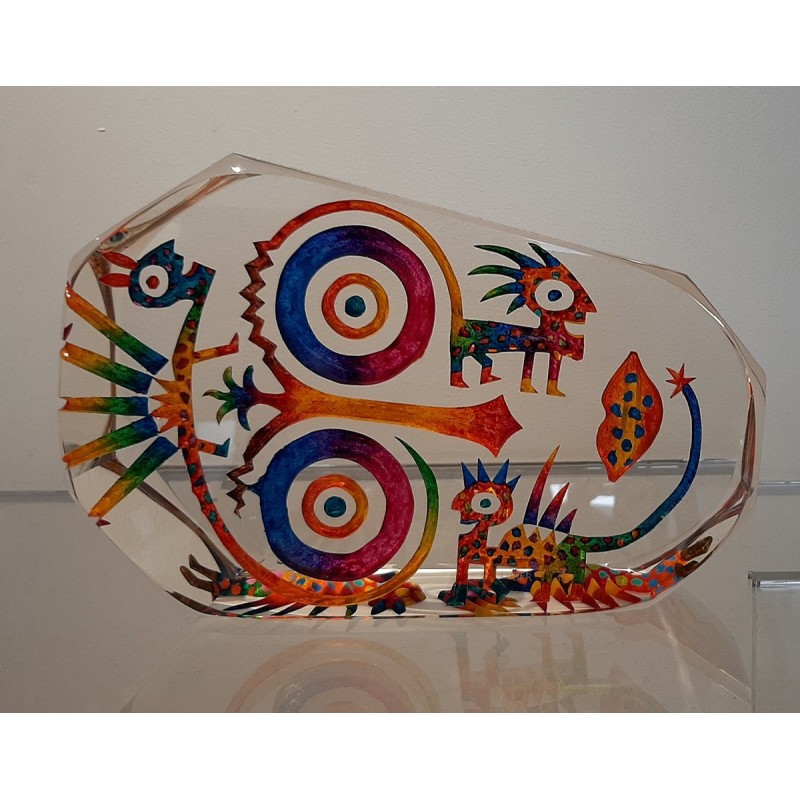 Imaginaire II, vue de dos de la pièce unique de sculpture en verre contemporain par artiste verrier