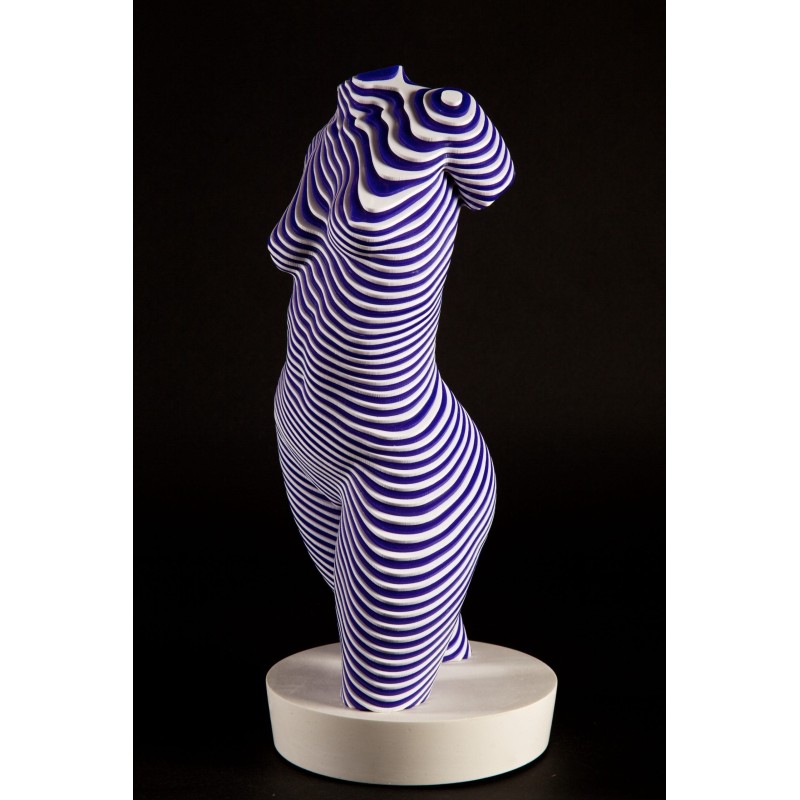 Roxie, vue de profil de sculpture en résine de corps et buste féminin en lamellé-collé par l'artiste sculpteur