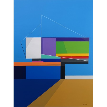 Contemporary acrylic painting on canvas with an architectural inspiration by abstract American artist Ermin Tabakovich