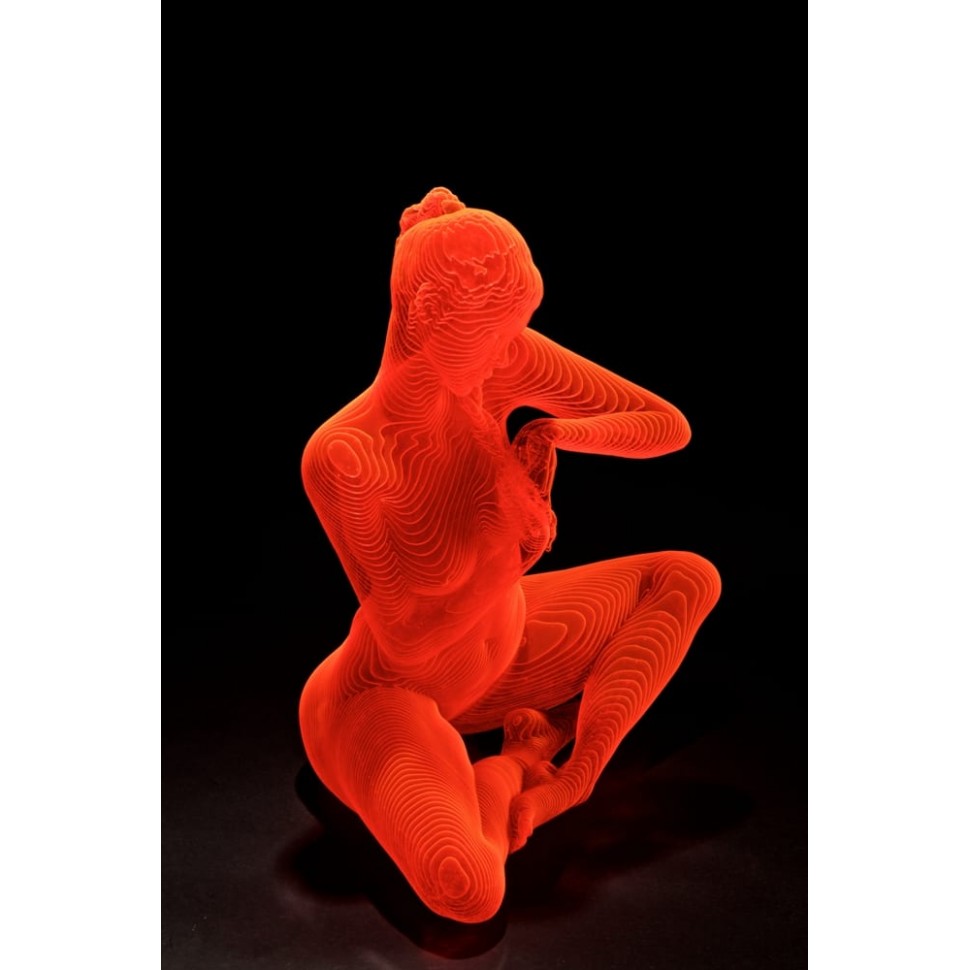 Plexiglas acrylic sculpture of a woman with a mat by the sculptor artist Olivier Duhamel