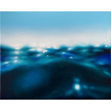 Peinture acrylique sur toile de l'artiste peintre Laëtitia Giraud représentant les vagues bleues, turquoises, émeraude en mer