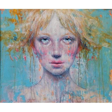 Ritratto di una giovane ragazza dai capelli biondi del pittore espressionista Michelino Iorizzo