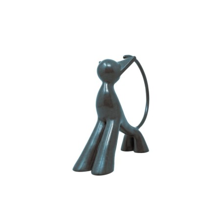 Gepatineerd blauwgrijs bronzen beeld van een kat door dierenbeeldhouwer kunstenaar Lolek