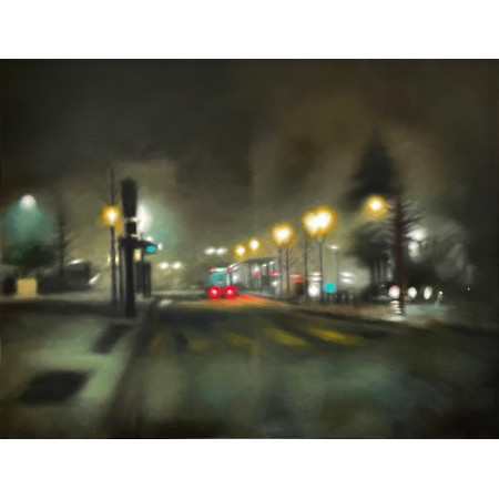 Apocalypse, urban street, acrylic painting on canvas signed by the painter Laëtitia Giraud